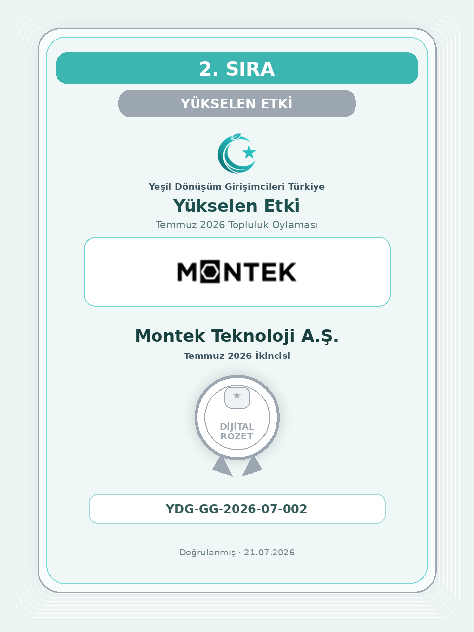 Montek Teknoloji A.Ş. dijital rozeti